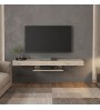 Έπιπλο τηλεόρασης επιτοίχιο με LED χρώμα travertine 150x29,6x22εκ.