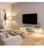 Έπιπλο τηλεόρασης επιτοίχιο με LED χρώμα travertine 150x29,6x22εκ.