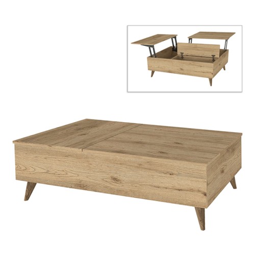 Τραπεζάκι σαλονιού με σερβιτόρο χρώμα sepet oak 121x69x40εκ.