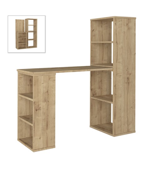 Γραφείο εργασίας πολυμορφικό χρώμα sapphire oak 119x44,7x123εκ.