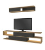 Σύνθεση τηλεόρασης με LED χρώμα sepet oak - ανθρακί 180x29,5x39εκ.