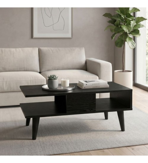 Τραπεζάκι σαλονιού χρώμα sencron black 90x54x39,6εκ.