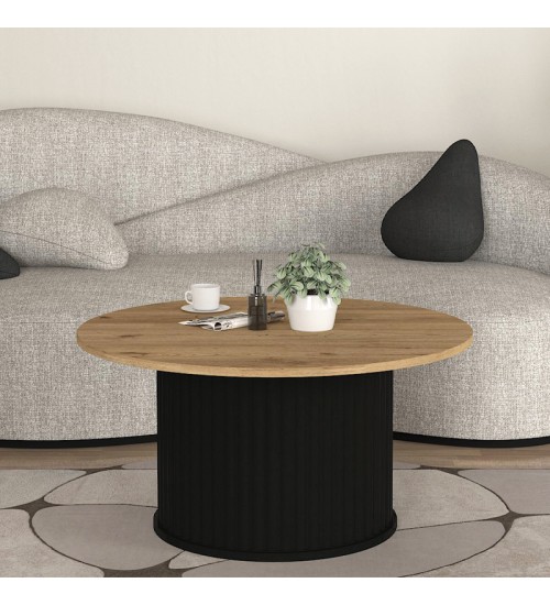 Τραπεζάκι σαλονιού χρώμα μαύρο - sepet oak Ø85x43,2εκ.