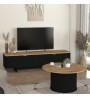 Τραπεζάκι σαλονιού χρώμα μαύρο - sepet oak Ø85x43,2εκ.