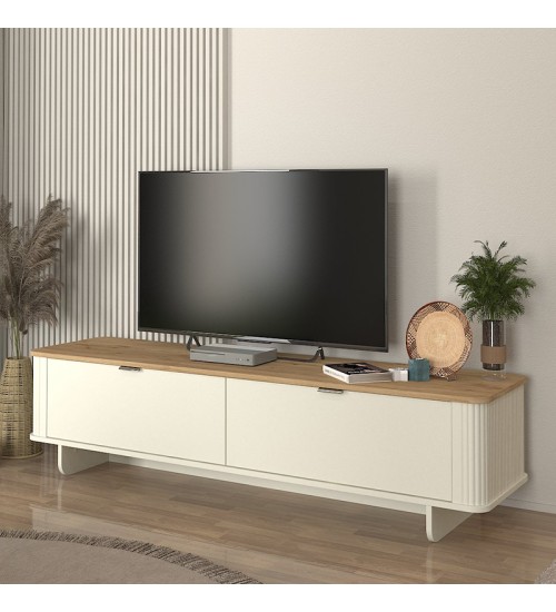 Έπιπλο τηλεόρασης χρώμα ivory - sepet oak 180x47x45,6εκ.