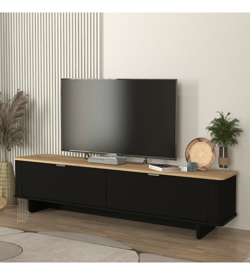 Έπιπλο τηλεόρασης χρώμα μαύρο - sepet oak 180x47x45,6εκ.