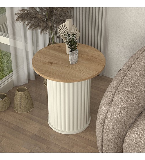 Τραπεζάκι βοηθητικό χρώμα ivory - sepet oak Ø50x53,2εκ.