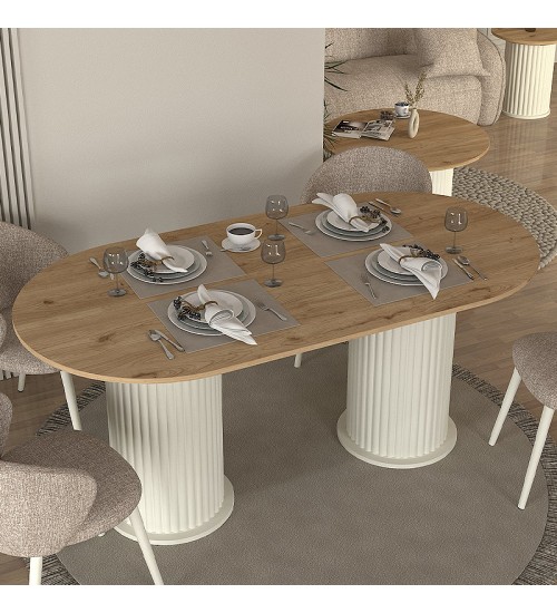 Τραπέζι χρώμα ivory - sepet oak 180x90x77,7εκ.