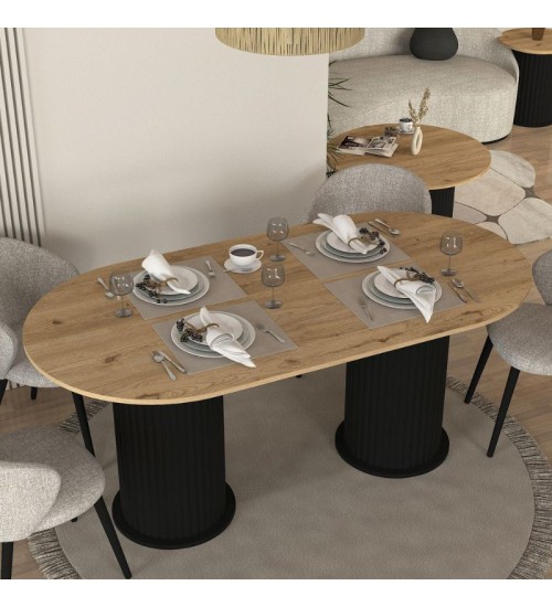 Τραπέζι χρώμα μαύρο - sepet oak 180x90x77,7εκ.