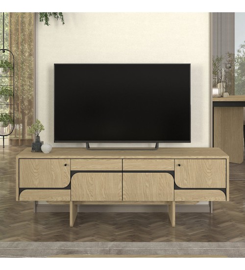 Έπιπλο τηλεόρασης χρώμα rota oak - ανθρακί 150x35x51,3εκ.