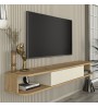 Έπιπλο τηλεόρασης επιτοίχιο με LED χρώμα Sepet oak - Sandstone 150εκ.