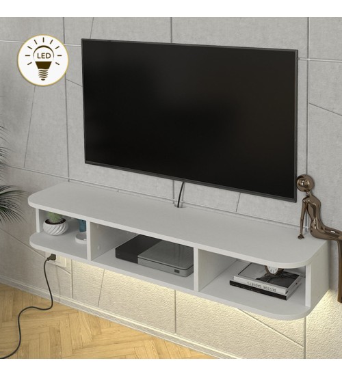 Έπιπλο τηλεόρασης επιτοίχιο με LED χρώμα λευκό 120x29,6x19,2εκ.