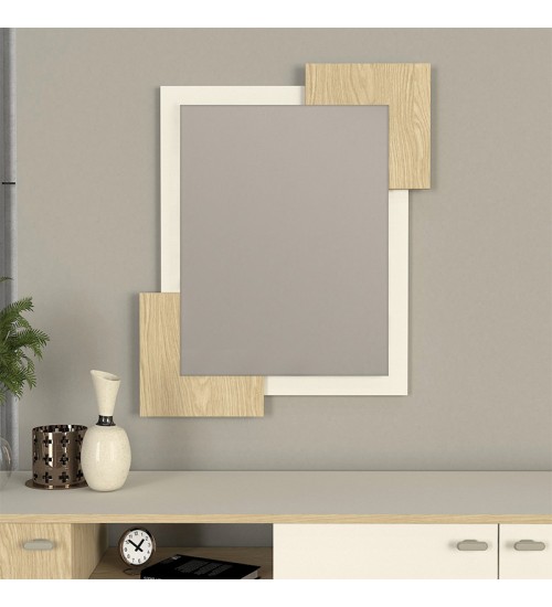 Καθρέπτης τοίχου Selinos Μegapap χρώμα sandstone - rota oak 65x2,2x85εκ.
