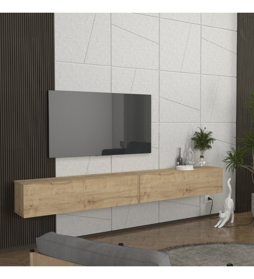 Έπιπλο τηλεόρασης επιτοίχιο χρώμα sapphire oak 241,8x31,7x30εκ.