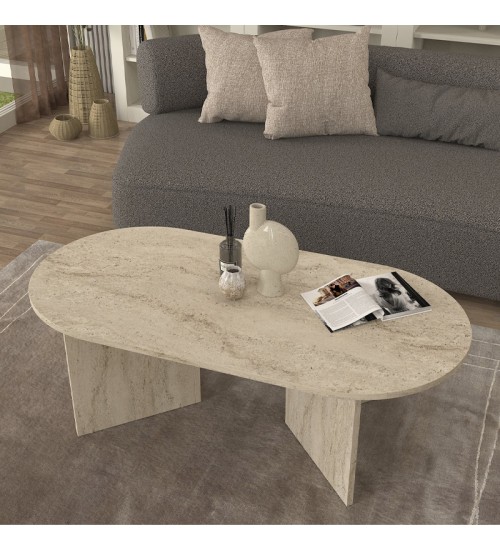Τραπεζάκι σαλονιού χρώμα travertine 120x60x39,6εκ.