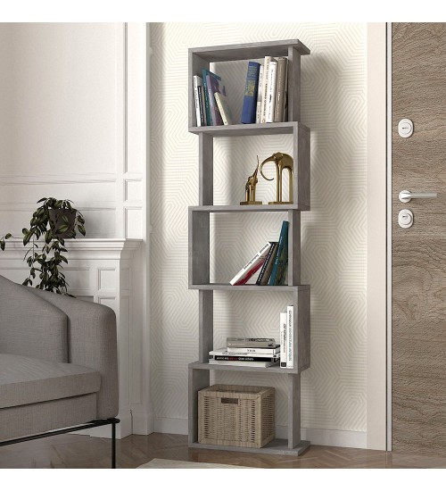 Βιβλιοθήκη χρώμα γκρι σκυροδέματος 45x19,6x158,8εκ.