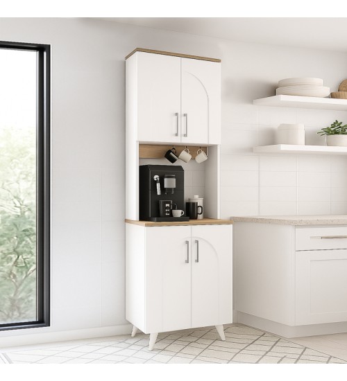 Έπιπλο κουζίνας Kalira χρώμα λευκό - rota oak 60x40x196εκ.