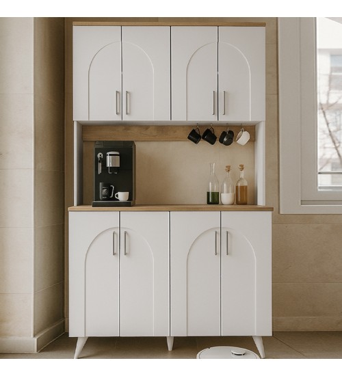 Έπιπλο κουζίνας Kalira χρώμα λευκό - rota oak 120x40x196εκ.