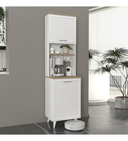Έπιπλο κουζίνας Potter χρώμα λευκό - rota oak 53,4x39,6x196,1εκ.
