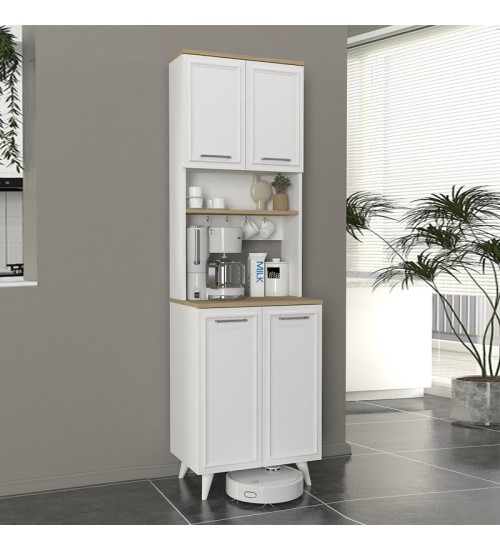 Έπιπλο κουζίνας Potter χρώμα λευκό - rota oak 60x40x196,1εκ.