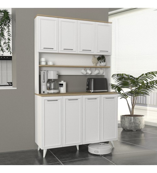 Έπιπλο κουζίνας Potter χρώμα λευκό - rota oak 120x40x196,1εκ.