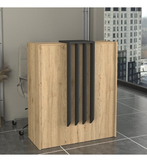 Γραφείο υποδοχής - reception χρώμα sepet oak - ανθρακί 93,6x45,2x110,3εκ.