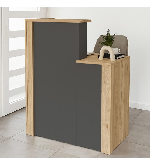 Γραφείο υποδοχής - reception χρώμα sepet oak - ανθρακί 86,9x40x110,3εκ.