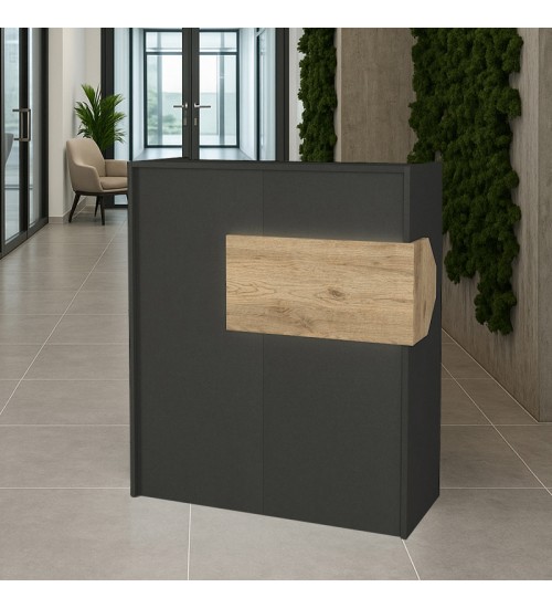 Γραφείο υποδοχής - reception με LED χρώμα ανθρακί - sepet oak 95,5x40x110,3εκ.