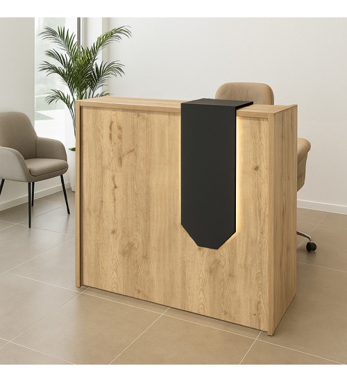 Γραφείο υποδοχής - reception με LED χρώμα sepet oak - ανθρακί 113,6x42x111,8εκ.