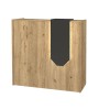 Γραφείο υποδοχής - reception με LED χρώμα sepet oak - ανθρακί 113,6x42x111,8εκ.