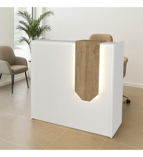 Γραφείο υποδοχής - reception με LED χρώμα λευκό - sepet oak 113,6x42x111,8εκ.