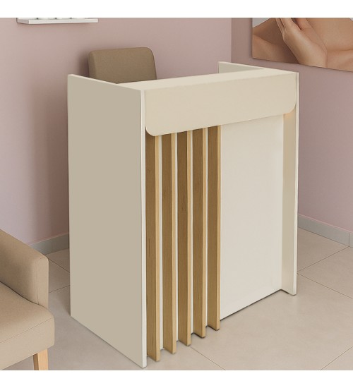 Γραφείο υποδοχής - reception με LED χρώμα sandstone - sepet oak 90x40x100εκ.