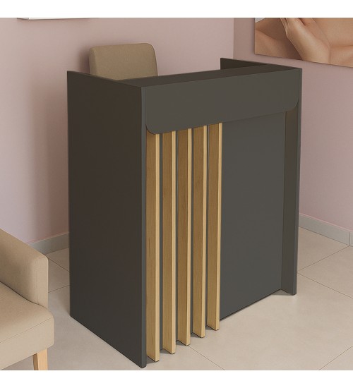 Γραφείο υποδοχής - reception με LED χρώμα ανθρακί - sepet oak 90x40x100εκ.