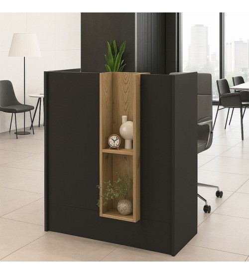 Γραφείο υποδοχής - reception χρώμα ανθρακί - sepet oak 90x43,2x110εκ.