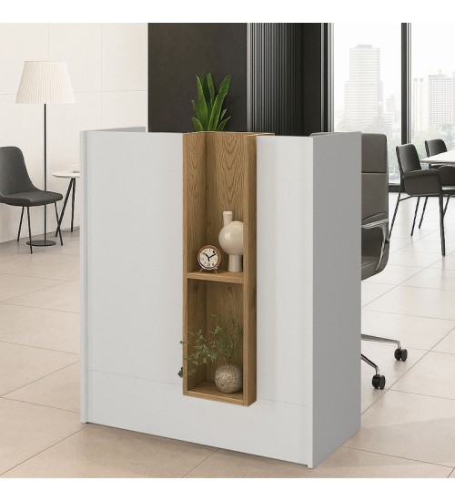 Γραφείο υποδοχής - reception χρώμα λευκό - sepet oak 90x43,2x110εκ.