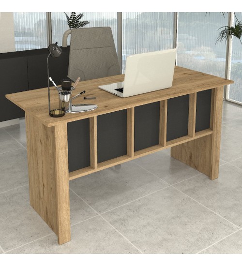 Γραφείο εργασίας χρώμα sepet oak - ανθρακί 140x60x75εκ.