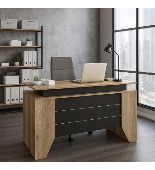 Γραφείο εργασίας χρώμα sepet oak - ανθρακί 140x60x76,9εκ.