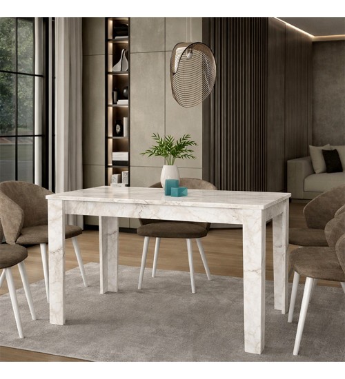 Τραπέζι χρώμα λευκό εφέ μαρμάρου 125x72x74εκ.