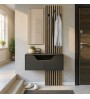 Έπιπλο εισόδου χρώμα ανθρακί - sepet oak 90x35x204,2εκ.