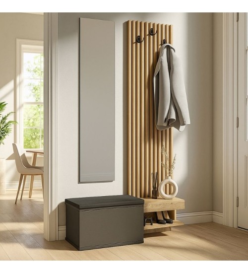 Έπιπλο εισόδου χρώμα ανθρακί - sepet oak 104,8x35x198εκ.