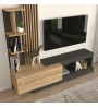 Σύνθεση τηλεόρασης χρώμα ανθρακί - sepet oak 180x40x193,8εκ.