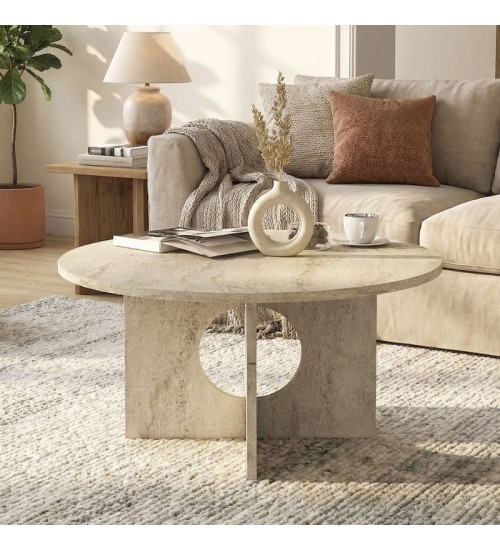 Τραπεζάκι σαλονιού χρώμα travertine Ø75x36,8εκ.