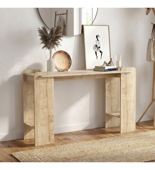 Κονσόλα χρώμα sapphire oak - travertine 130,8x35x76,8εκ.