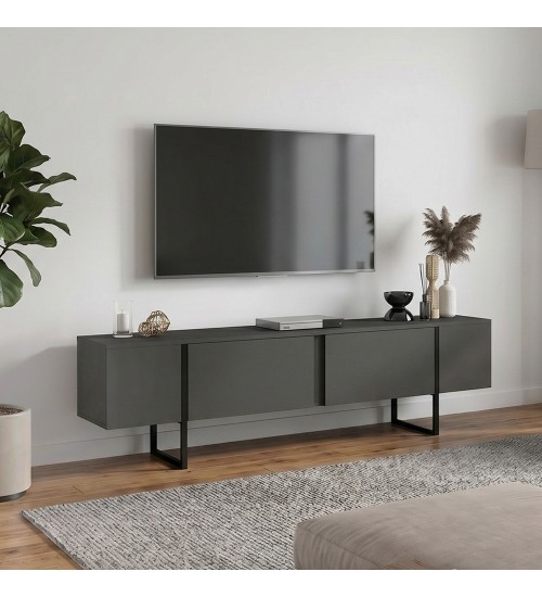 Έπιπλο τηλεόρασης χρώμα ανθρακί 180x29,6x50εκ.