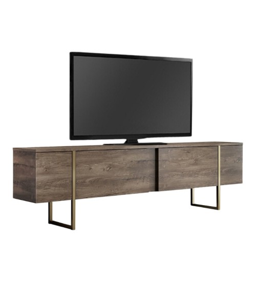 Έπιπλο τηλεόρασης χρώμα καρυδί - χρυσό 180x30x50εκ.