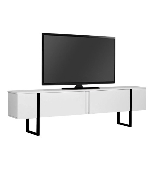 Έπιπλο τηλεόρασης χρώμα λευκό - μαύρο 180x30x50εκ.
