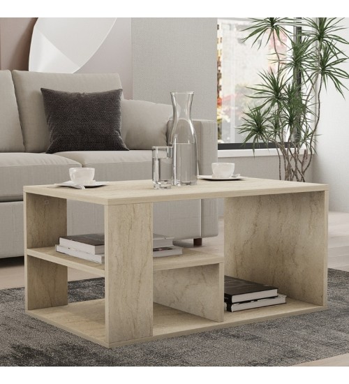 Τραπεζάκι σαλονιού χρώμα travertine 80x50x40εκ.