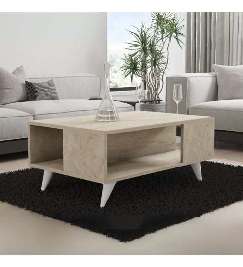 Τραπεζάκι σαλονιού χρώμα travertine 90x60x39,5εκ.