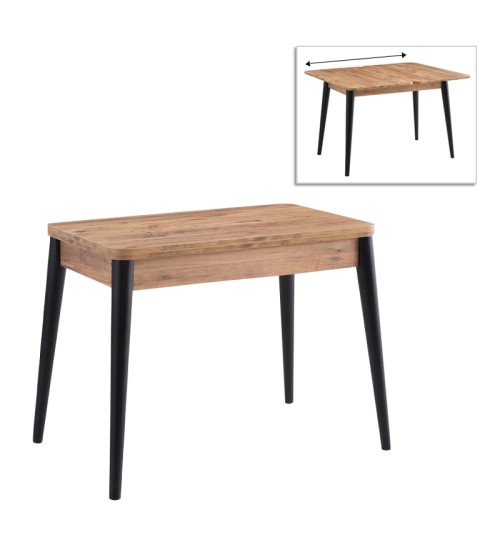 Τραπέζι επεκτεινόμενο χρώμα atlantic pine - μαύρο 100x60(120x100)x79,5εκ.