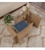 Τραπεζάκι σαλονιού γυάλινο χρώμα honey oak 105x65x40εκ.